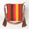 ADBG905 American Darling Southwestern Wool Blanket & Tooled Leather Crossbody Bag with Fringes