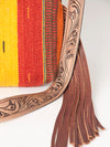 ADBG905 American Darling Southwestern Wool Blanket & Tooled Leather Crossbody Bag with Fringes
