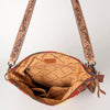 ADBG905 American Darling Southwestern Wool Blanket & Tooled Leather Crossbody Bag with Fringes