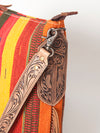 ADBG905 American Darling Southwestern Wool Blanket & Tooled Leather Crossbody Bag with Fringes