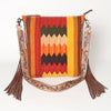 ADBG905 American Darling Hand Woven Saddle Blanket Western Leather Cross body Bag with Fringes