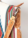ADBG905 American Darling Hand Woven Saddle Blanket Western Leather Cross body Bag with Fringes