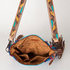 ADBG905 American Darling Hand Woven Saddle Blanket Western Leather Cross body Bag with Fringes