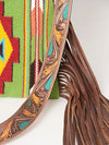 ADBG905 American Darling Hand Woven Saddle Blanket Western Leather Cross body Bag with Fringes