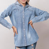 LC-ADSH017 Light Chambray Western Shirt with Tooled Leather Yoke & Turquoise Concho Women s