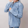 LC-ADSH017 Light Chambray Western Shirt with Tooled Leather Yoke & Turquoise Concho Women s