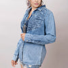 LC-ADSH018 Women's Western Denim Shirt with Hand-Tooled Leather Sunflower Yoke