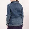 ADBZ020 Artisanal Hand-Tooled Floral Leather & Blue Denim Western Blazer for Women