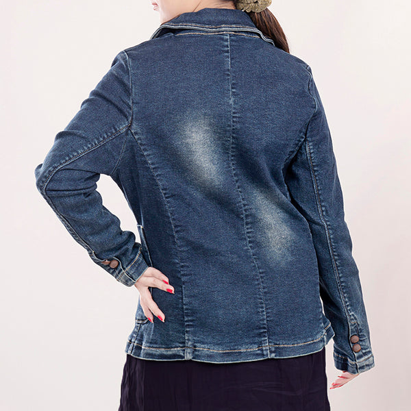 ADBZ021 Luxury Western Denim Blazer with Intricate Floral Tooled Leather Detailing