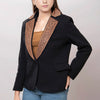 ADBZ011 American Darling Women Western Black Fabric Blazer with Hand-Tooled Leather Lapels