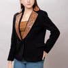 ADBZ013 American Darling Women's Western Black Blazer with Hand-Tooled Leather Trim