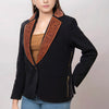 ADBZ015 American Darling Fabric Western Blazer - Hand-Tooled Ornate Leather Lapels