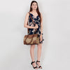 ADBGI108 Cowhide & Tooled Leather Weekender Duffel Bag - Floral Western Travel Purse