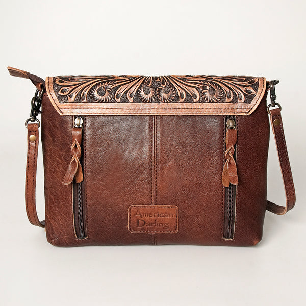 ADBG909 American Darling Handcrafted Hand Tooled Leather Small Cross body Bag with Tassels