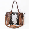 ADBGI146 Cowhide & Tooled Leather Western Tote - Genuine Hair-On Shoulder Bag