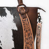 ADBGI146 Cowhide & Tooled Leather Western Tote - Genuine Hair-On Shoulder Bag