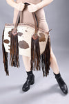 ADBG927 American Darling Western Leather Tote Bag with Hair-On Cowhide and Long Fringes