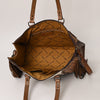 ADBG930 American Darling Western Leather Tote Bag with Hair-On Cowhide and Hand Tooled Floral Trim