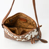 ADBG931 American Darling Western Leather Cross body Bag with Hair-On Cowhide and Hand Tooled Floral Carving