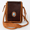 ADBGD135 American Darling Handcrafted Leather Cross body Bag with Turquoise Stone & Braided Trim