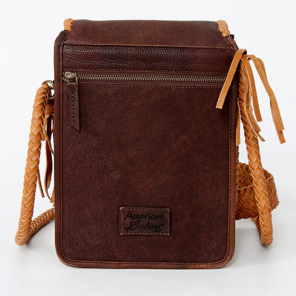 ADBGD135 American Darling Handcrafted Leather Cross body Bag with Turquoise Stone & Braided Trim