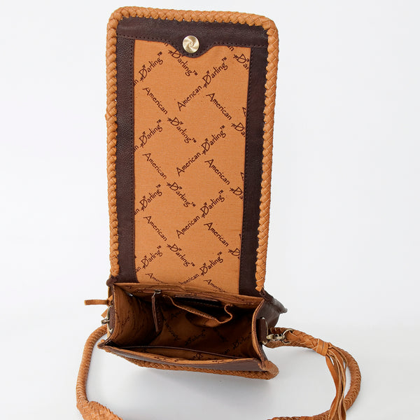ADBGD135 American Darling Handcrafted Leather Cross body Bag with Turquoise Stone & Braided Trim