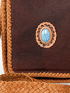 ADBGD135 American Darling Handcrafted Leather Cross body Bag with Turquoise Stone & Braided Trim