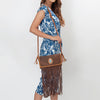 ADBGD143 American Darling Handcrafted Leather Small Cross body Bag with Fringes & Braided Trim