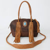 ADBGD144 American Darling Handcrafted Leather Speedy Bag with Braided Handles & Fringes