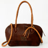 ADBGD144 American Darling Handcrafted Leather Speedy Bag with Braided Handles & Fringes