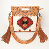 LC-ADBGS146 Southwestern Wool Blanket & Tooled Leather Shoulder Bag - Western Fringe Crossbody