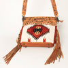 LC-ADBGS146 Southwestern Wool Blanket & Tooled Leather Shoulder Bag - Western Fringe Crossbody