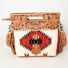 LC-ADBGS146 Southwestern Wool Blanket & Tooled Leather Shoulder Bag - Western Fringe Crossbody