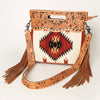 LC-ADBGS146 Southwestern Wool Blanket & Tooled Leather Shoulder Bag - Western Fringe Crossbody