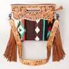 LC-ADBGS146 Southwestern Wool Blanket & Tooled Leather Shoulder Bag - Western Fringe Crossbody