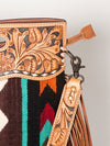 LC-ADBGS146 Southwestern Wool Blanket & Tooled Leather Shoulder Bag - Western Fringe Crossbody