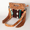 LC-ADBGS146 Southwestern Wool Blanket & Tooled Leather Shoulder Bag - Western Fringe Crossbody