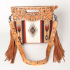 LC-ADBGS146 Southwestern Wool Blanket & Tooled Leather Shoulder Bag - Western Fringe Crossbody
