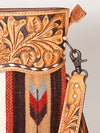 LC-ADBGS146 Southwestern Wool Blanket & Tooled Leather Shoulder Bag - Western Fringe Crossbody