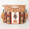 LC-ADBGS146 Southwestern Wool Blanket & Tooled Leather Shoulder Bag - Western Fringe Crossbody