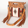 LC-ADBGS146 Southwestern Wool Blanket & Tooled Leather Shoulder Bag - Western Fringe Crossbody