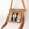 LC-ADBGS146 Southwestern Wool Blanket & Tooled Leather Shoulder Bag - Western Fringe Crossbody