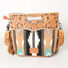 LC-ADBGS146 Southwestern Wool Blanket & Tooled Leather Shoulder Bag - Western Fringe Crossbody