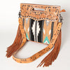 LC-ADBGS146 Southwestern Wool Blanket & Tooled Leather Shoulder Bag - Western Fringe Crossbody
