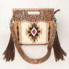 LC-ADBGS146 Southwestern Wool Blanket & Tooled Leather Shoulder Bag - Western Fringe Crossbody