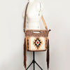 LC-ADBGS146 Southwestern Wool Blanket & Tooled Leather Shoulder Bag - Western Fringe Crossbody