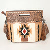 LC-ADBGS146 Southwestern Wool Blanket & Tooled Leather Shoulder Bag - Western Fringe Crossbody