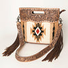 LC-ADBGS146 Southwestern Wool Blanket & Tooled Leather Shoulder Bag - Western Fringe Crossbody