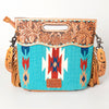 LC-ADBGS146 Southwestern Wool Blanket & Tooled Leather Shoulder Bag - Western Fringe Crossbody