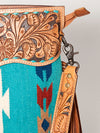 LC-ADBGS146 Southwestern Wool Blanket & Tooled Leather Shoulder Bag - Western Fringe Crossbody